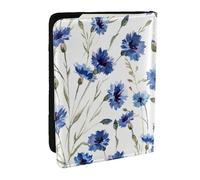 Wykjtwo Fleur de Bleuet, Porte-Passeport Portefeuille de Voyage en Cuir PU Étui pour Passeport Couvre-Passeport 6,5 po
