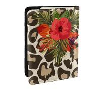 Wykjtwo Fleur d'hibiscus léopard, Porte-Passeport Portefeuille de Voyage en Cuir PU Étui pour Passeport Couvre-Passeport 6,5 po