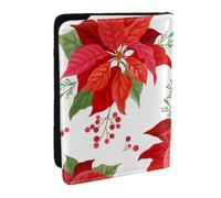 Wykjtwo Fleur d'hiver de Noël, Porte-Passeport Portefeuille de Voyage en Cuir PU Étui pour Passeport Couvre-Passeport 6,5 po