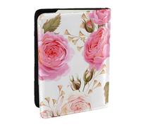 Wykjtwo Fleur Floral Rose Rose, Porte-Passeport Portefeuille de Voyage en Cuir PU Étui pour Passeport Couvre-Passeport 6,5 po