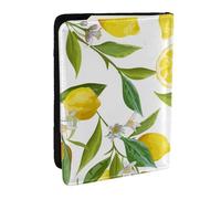 Wykjtwo Fleurs de Fruits au Citron, Porte-Passeport Portefeuille de Voyage en Cuir PU Étui pour Passeport Couvre-Passeport 6,5 po