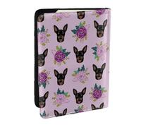 Wykjtwo Fleurs de Lavande Pinscher Nain, Porte-Passeport Portefeuille de Voyage en Cuir PU Étui pour Passeport Couvre-Passeport 6,5 po