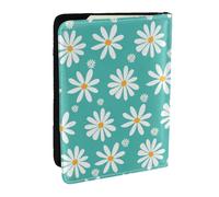 Wykjtwo Fleurs de Marguerite Blanche, Porte-Passeport Portefeuille de Voyage en Cuir PU Étui pour Passeport Couvre-Passeport 6,5 po
