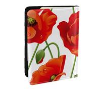 Wykjtwo Fleurs de Pavot Rouge, Porte-Passeport Portefeuille de Voyage en Cuir PU Étui pour Passeport Couvre-Passeport 6,5 po