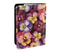 Wykjtwo Fleurs de pensée Aquarelle, Porte-Passeport Portefeuille de Voyage en Cuir PU Étui pour Passeport Couvre-Passeport 6,5 po