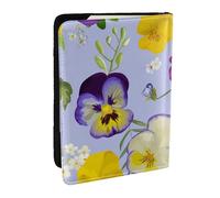 Wykjtwo Fleurs de pensée, Porte-Passeport Portefeuille de Voyage en Cuir PU Étui pour Passeport Couvre-Passeport 6,5 po