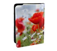 Wykjtwo Fleurs De Pré Et De Marguerite, Porte-Passeport Portefeuille de Voyage en Cuir PU Étui pour Passeport Couvre-Passeport 6,5 po