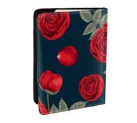 Wykjtwo Fleurs de Roses Rouges, Porte-Passeport Portefeuille de Voyage en Cuir PU Étui pour Passeport Couvre-Passeport 6,5 po