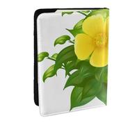 Wykjtwo Fleurs Jaunes dans Un buisson Vert, Porte-Passeport Portefeuille de Voyage en Cuir PU Étui pour Passeport Couvre-Passeport 6,5 po