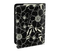 Wykjtwo Fleurs Noires et Blanches, Porte-Passeport Portefeuille de Voyage en Cuir PU Étui pour Passeport Couvre-Passeport 6,5 po