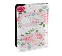 Wykjtwo Fleurs Roses Roses, Porte-Passeport Portefeuille de Voyage en Cuir PU Étui pour Passeport Couvre-Passeport 6,5 po