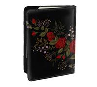 Wykjtwo Fleurs Roses Westernch, Porte-Passeport Portefeuille de Voyage en Cuir PU Étui pour Passeport Couvre-Passeport 6,5 po