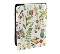 Wykjtwo Fleurs Sauvages botaniques Vintage Petites, Porte-Passeport Portefeuille de Voyage en Cuir PU Étui pour Passeport Couvre-Passeport 6,5 po