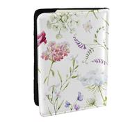 Wykjtwo Fleurs Sauvages Florales aquarelles, Porte-Passeport Portefeuille de Voyage en Cuir PU Étui pour Passeport Couvre-Passeport 6,5 po