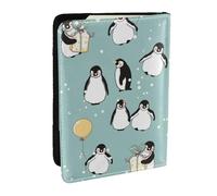 Wykjtwo Flocon de Neige Ballon Pingouin, Porte-Passeport Portefeuille de Voyage en Cuir PU Étui pour Passeport Couvre-Passeport 6,5 po