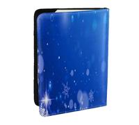 Wykjtwo Flocon De Neige Bleu Hiver Noël, Porte-Passeport Portefeuille de Voyage en Cuir PU Étui pour Passeport Couvre-Passeport 6,5 po