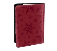 Wykjtwo Flocon de Neige de Noël Rouge de Noël, Porte-Passeport Portefeuille de Voyage en Cuir PU Étui pour Passeport Couvre-Passeport 6,5 po