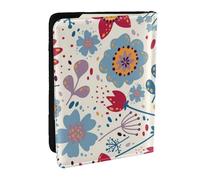 Wykjtwo Floral Bleu et Rouge, Porte-Passeport Portefeuille de Voyage en Cuir PU Étui pour Passeport Couvre-Passeport 6,5 po