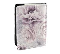 Wykjtwo Floral Violet et Gris, Porte-Passeport Portefeuille de Voyage en Cuir PU Étui pour Passeport Couvre-Passeport 6,5 po