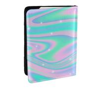 Wykjtwo Fond Abstrait Holographique en Néon Pastel, Porte-Passeport Portefeuille de Voyage en Cuir PU Étui pour Passeport Couvre-Passeport 6,5 po