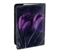 Wykjtwo Fond De Fleurs Violettes, Porte-Passeport Portefeuille de Voyage en Cuir PU Étui pour Passeport Couvre-Passeport 6,5 po