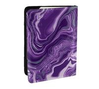 Wykjtwo Fond De Marbre Violet Foncé, Porte-Passeport Portefeuille de Voyage en Cuir PU Étui pour Passeport Couvre-Passeport 6,5 po