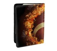 Wykjtwo Football américain Flamboyant imprimé, Porte-Passeport Portefeuille de Voyage en Cuir PU Étui pour Passeport Couvre-Passeport 6,5 po