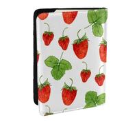Wykjtwo Fraises Plantes Fruits Blanc Impression, Porte-Passeport Portefeuille de Voyage en Cuir PU Étui pour Passeport Couvre-Passeport 6,5 po