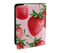 Wykjtwo Fraises sur Fond Rose, Porte-Passeport Portefeuille de Voyage en Cuir PU Étui pour Passeport Couvre-Passeport 6,5 po