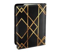 Wykjtwo Géométrique Or Noir, Porte-Passeport Portefeuille de Voyage en Cuir PU Étui pour Passeport Couvre-Passeport 6,5 po