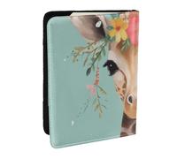 Wykjtwo Girafe à imprimé Floral, Porte-Passeport Portefeuille de Voyage en Cuir PU Étui pour Passeport Couvre-Passeport 6,5 po