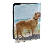 Wykjtwo Golden Retriever, Porte-Passeport Portefeuille de Voyage en Cuir PU Étui pour Passeport Couvre-Passeport 6,5 po