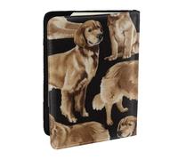 Wykjtwo Golden Retrievers, Porte-Passeport Portefeuille de Voyage en Cuir PU Étui pour Passeport Couvre-Passeport 6,5 po