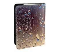 Wykjtwo Gouttes de Pluie sur Verre imprimé, Porte-Passeport Portefeuille de Voyage en Cuir PU Étui pour Passeport Couvre-Passeport 6,5 po