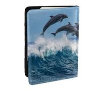 Wykjtwo Grand Dauphin commun, Porte-Passeport Portefeuille de Voyage en Cuir PU Étui pour Passeport Couvre-Passeport 6,5 po