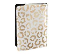 Wykjtwo Guépard léopard Blanc doré élégant, Porte-Passeport Portefeuille de Voyage en Cuir PU Étui pour Passeport Couvre-Passeport 6,5 po