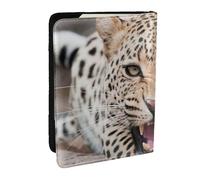 Wykjtwo guépard, Porte-Passeport Portefeuille de Voyage en Cuir PU Étui pour Passeport Couvre-Passeport 6,5 po