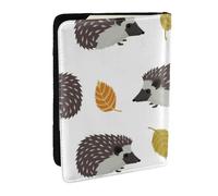 Wykjtwo Hérisson de Feuilles d'automne, Porte-Passeport Portefeuille de Voyage en Cuir PU Étui pour Passeport Couvre-Passeport 6,5 po