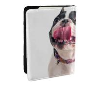 Wykjtwo Heureux Chien Curieux Bouledogue français, Porte-Passeport Portefeuille de Voyage en Cuir PU Étui pour Passeport Couvre-Passeport 6,5 po