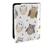 Wykjtwo Hiboux de Dessin animé Mignon, Porte-Passeport Portefeuille de Voyage en Cuir PU Étui pour Passeport Couvre-Passeport 6,5 po