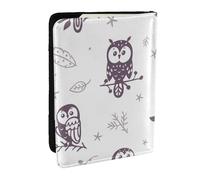 Wykjtwo Hiboux de Dessin animé Mignon, Porte-Passeport Portefeuille de Voyage en Cuir PU Étui pour Passeport Couvre-Passeport 6,5 po