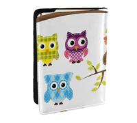 Wykjtwo Hiboux sur des Branches d'arbres, Porte-Passeport Portefeuille de Voyage en Cuir PU Étui pour Passeport Couvre-Passeport 6,5 po