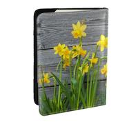 Wykjtwo Impression Bouquet De Jonquilles, Porte-Passeport Portefeuille de Voyage en Cuir PU Étui pour Passeport Couvre-Passeport 6,5 po