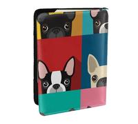 Wykjtwo Impression colorée de Boston Terrier, Porte-Passeport Portefeuille de Voyage en Cuir PU Étui pour Passeport Couvre-Passeport 6,5 po