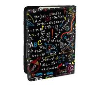 Wykjtwo Impression colorée de Formule mathématique, Porte-Passeport Portefeuille de Voyage en Cuir PU Étui pour Passeport Couvre-Passeport 6,5 po