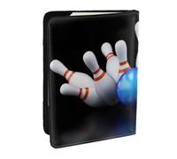Wykjtwo Impression de Bouteille de Bowling, Porte-Passeport Portefeuille de Voyage en Cuir PU Étui pour Passeport Couvre-Passeport 6,5 po