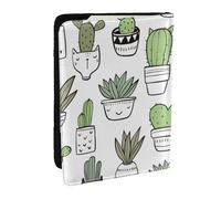 Wykjtwo Impression de Cactus dessinée à la Main, Porte-Passeport Portefeuille de Voyage en Cuir PU Étui pour Passeport Couvre-Passeport 6,5 po