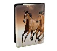Wykjtwo Impression de Cheval en Cours d’exécution, Porte-Passeport Portefeuille de Voyage en Cuir PU Étui pour Passeport Couvre-Passeport 6,5 po