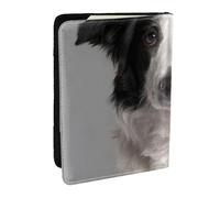 Wykjtwo Impression de Chien Border Collie, Porte-Passeport Portefeuille de Voyage en Cuir PU Étui pour Passeport Couvre-Passeport 6,5 po