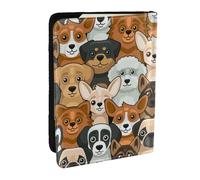 Wykjtwo Impression de Chien de Style Dessin animé, Porte-Passeport Portefeuille de Voyage en Cuir PU Étui pour Passeport Couvre-Passeport 6,5 po